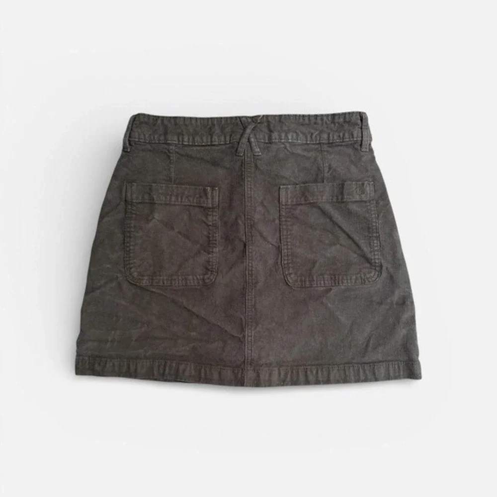 American Eagle Olive Green Corduroy Button Front Mini Skirt Super Stretch Size 6